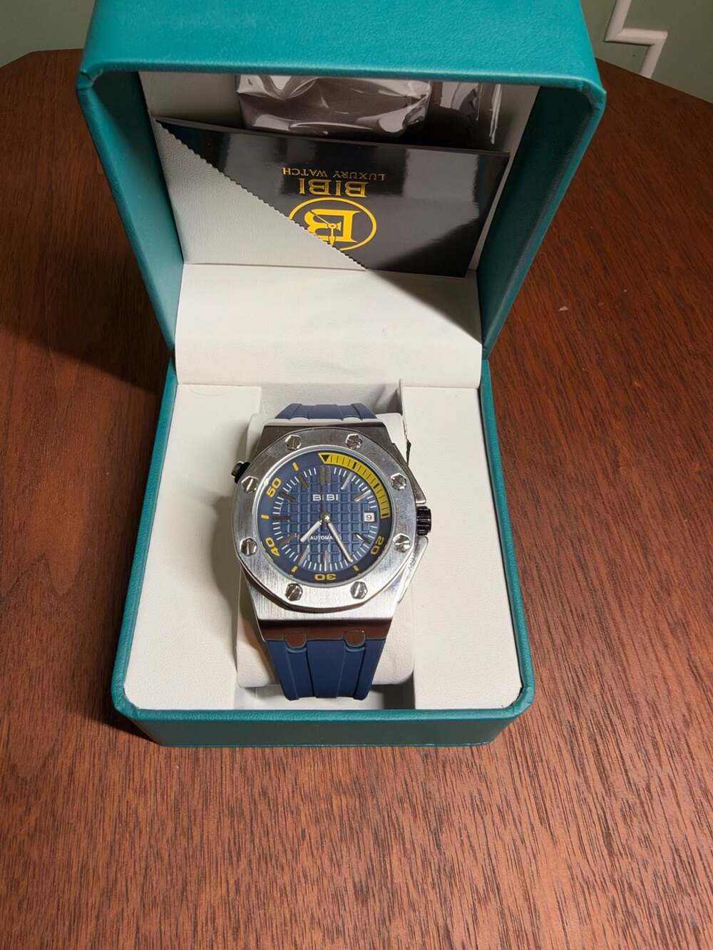 BIBI Luxury Watch Automatic Blue Rubber Strap